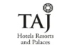 Taj Hotels Resorts and Palaces logo with the wordmark 'TAJ' and a geometric emblem above.